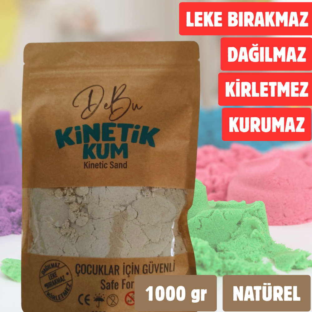 Dağılmaz Kirletmez Kurumaz Kinetik Kum 1000 Gr - Natürel