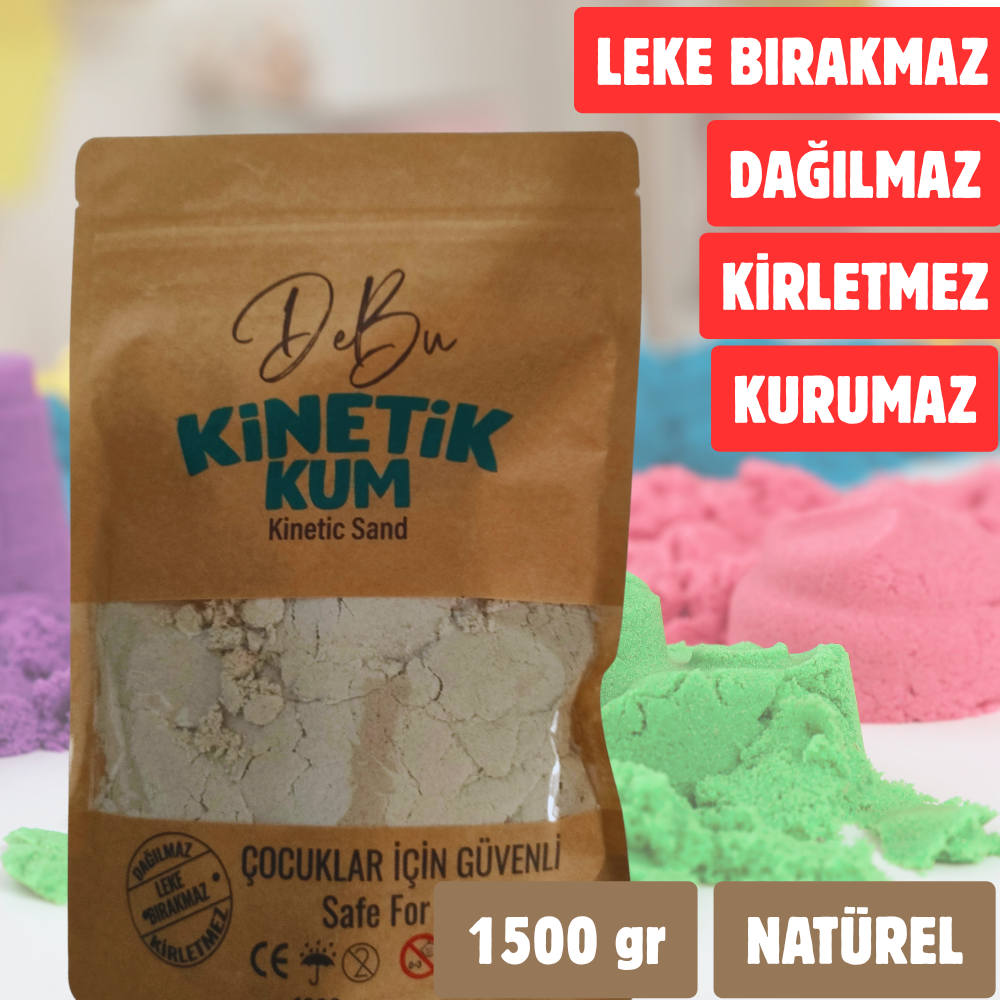 Dağılmaz Kirletmez Kurumaz Kinetik Kum 1500 Gr - Natürel