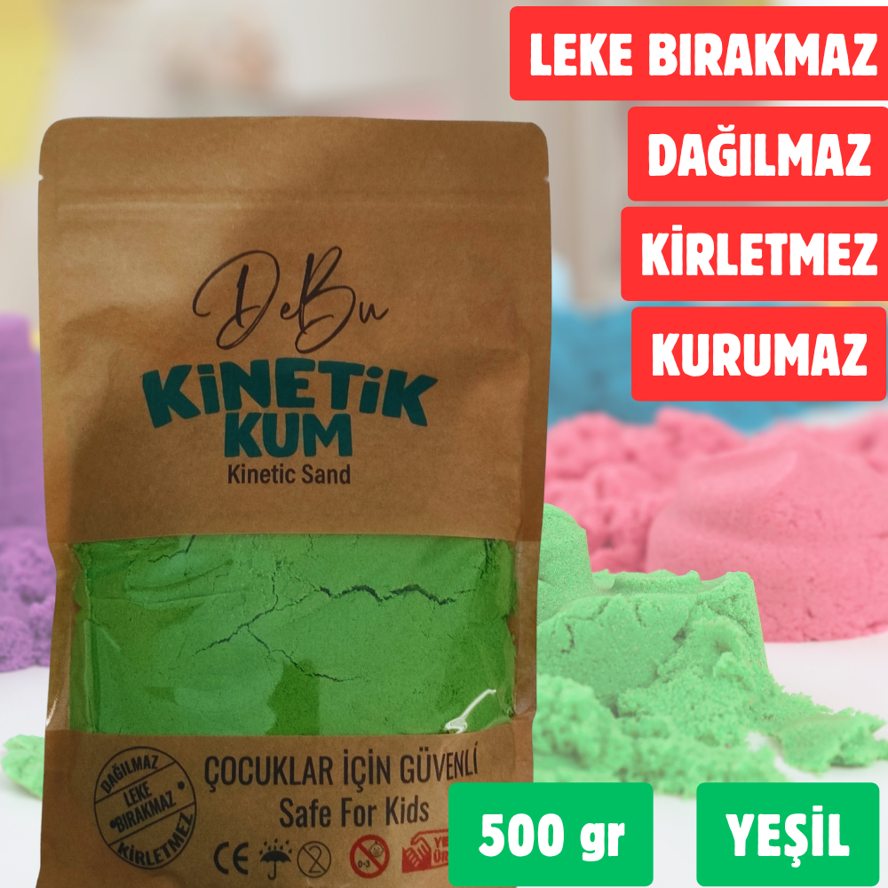 Dağılmaz Kirletmez Kurumaz Kinetik Kum 500 Gr - Yeşil