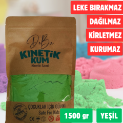 Dağılmaz Kirletmez Kurumaz Kinetik Kum 1500 Gr - Yeşil