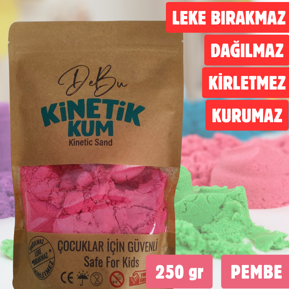 Dağılmaz Kirletmez Kurumaz Kinetik Kum 250 Gr - Pembe