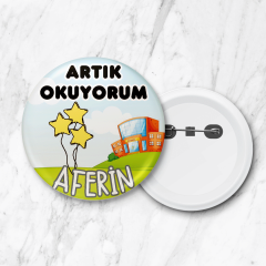 Artık Okuyorum İğneli Yaka Rozeti 58 mm Büyük Boy Model: 06