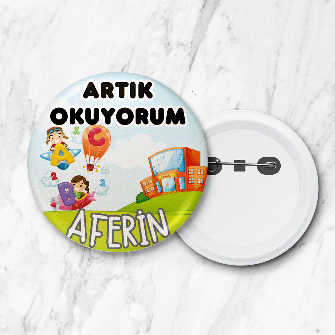 Artık Okuyorum İğneli Yaka Rozeti 58 mm Büyük Boy Model: 05
