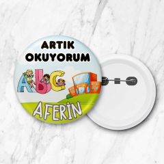 Artık Okuyorum İğneli Yaka Rozeti 58 mm Büyük Boy Model: 04