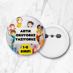 Artık Okuyoruz Yazıyoruz İğneli Yaka Rozeti 58 mm Büyük Boy Model: 01