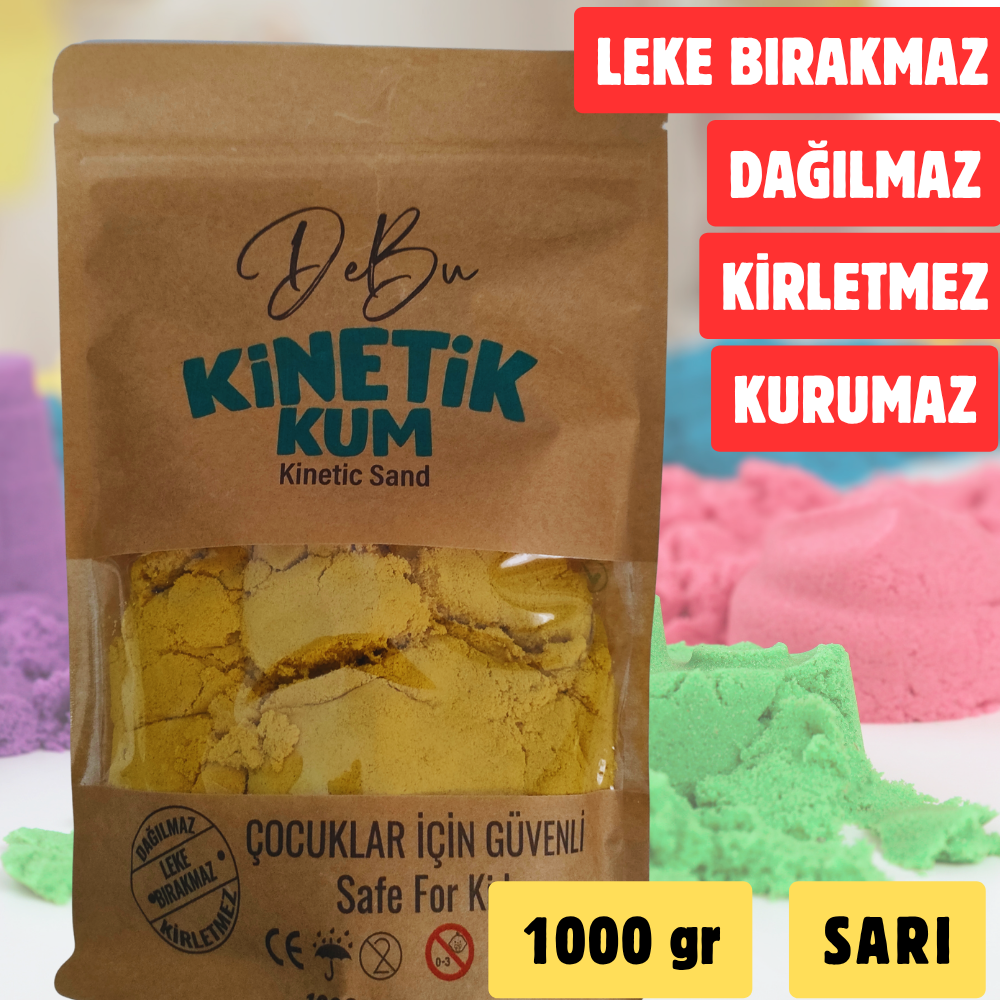 Dağılmaz Kirletmez Kurumaz Kinetik Kum 1000 Gr - Sarı