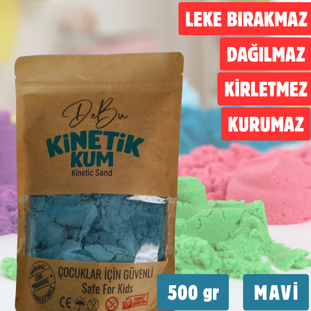 Dağılmaz Kirletmez Kurumaz Kinetik Kum 500 Gr - Mavi