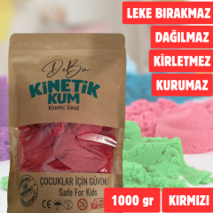 Dağılmaz Kirletmez Kurumaz Kinetik Kum 1000 Gr - Kırmızı