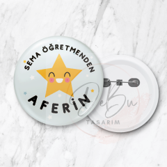 Öğretmenden Aferin Rozeti 58 mm Büyük Boy