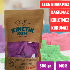 Dağılmaz Kirletmez Kurumaz Kinetik Kum 500 Gr - Mor