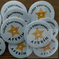 Öğretmenden Aferin Rozeti 58 mm Büyük Boy