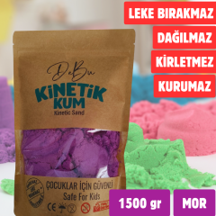 Dağılmaz Kirletmez Kurumaz Kinetik Kum 1500 Gr - Mor
