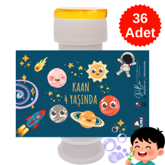 36 Adet Gezegenler Temalı İsme Özel Köpük Baloncuk – Doğum Günü Hediyeliği ve Parti Süsü