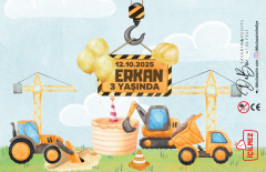 36 Adet İş Makineleri ve İnşaat Temalı İsme Özel Köpük Baloncuk – Doğum Günü Hediyeliği ve Parti Süsü