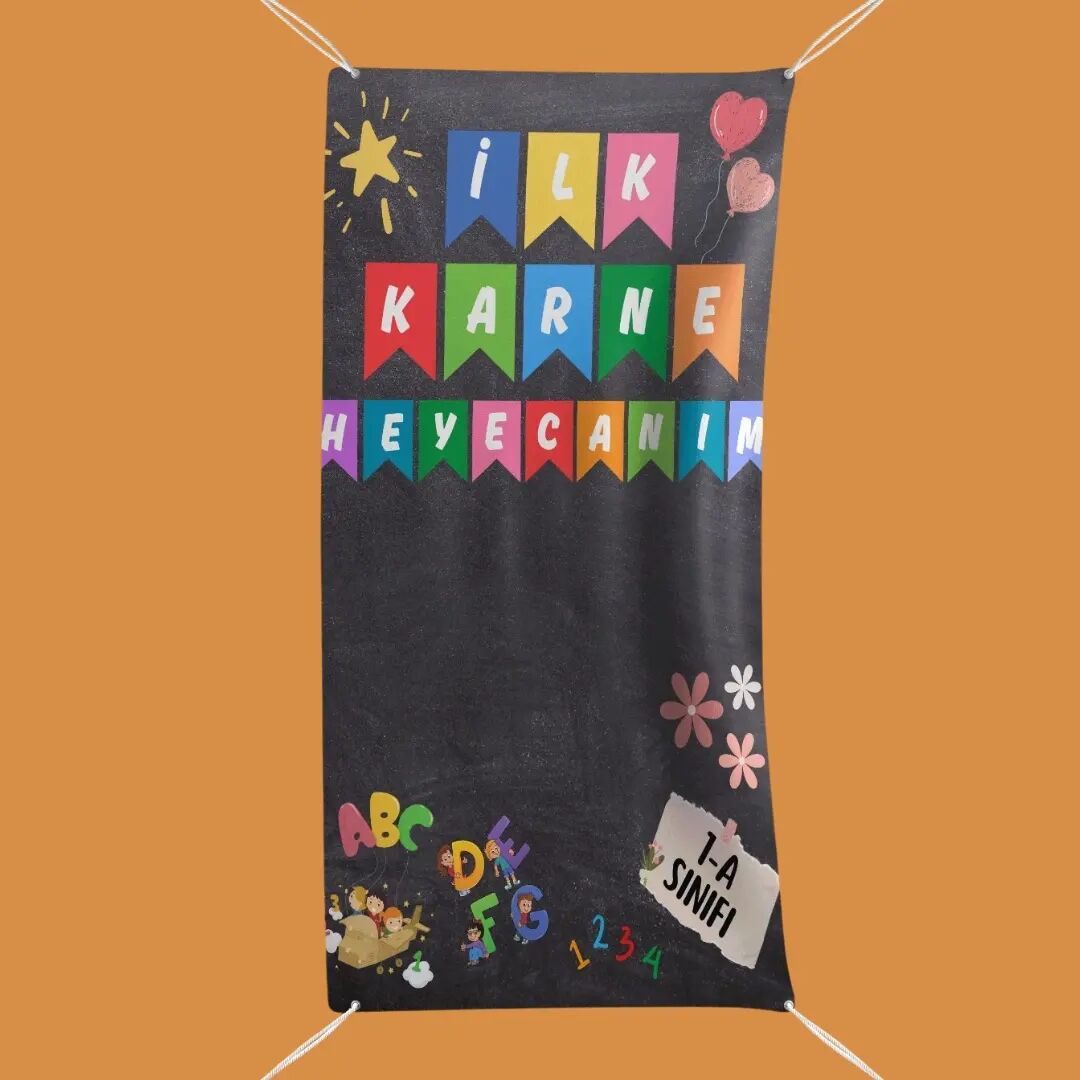 İlk Karne Heyecanım Fotoğraf Çekim Arka Fon Branda Afiş Model No: 02