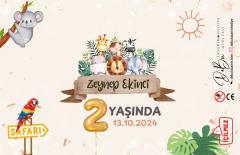 36 Adet Sevimli Hayvanlar Safari Temalı İsme Özel Köpük Baloncuk – Doğum Günü Hediyeliği ve Parti Süsü