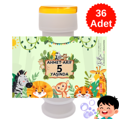 36 Adet Safari Orman Detaylı İsme Özel Köpük Baloncuk – Doğum Günü Hediyeliği ve Parti Süsü