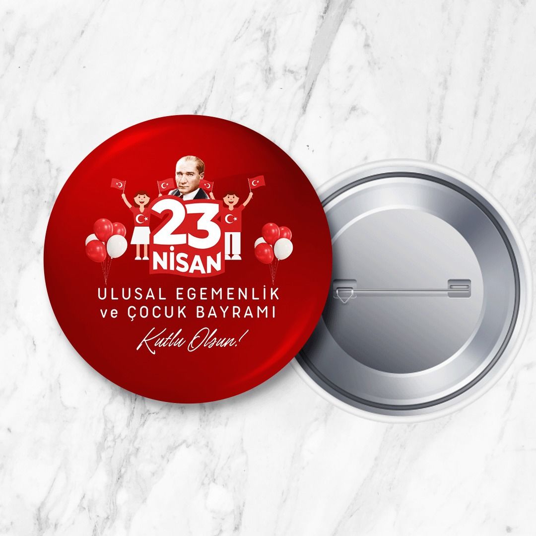 23 Nisan Ulusal Egemenlik ve Çocuk Bayramı Rozeti 58 mm Büyük Boy