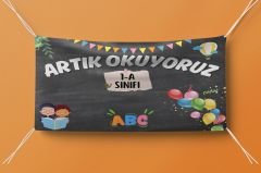 Okuma Bayramı Hatırası Artık Okuyoruz Yazılı Fotoğraf Çekim Arka Fon Branda Afiş Model No: 02