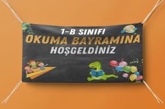 Sınıfa Özel Okuma Bayramı Hatırası Okuma Bayramına Hoş Geldiniz Yazılı Fotoğraf Çekim Arka Fon Branda Afiş