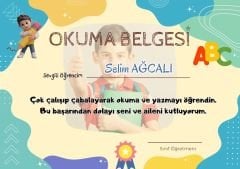 Kişiye Özel İsimli ve Fotoğraflı Okuma Belgesi