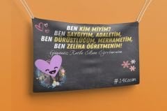 Öğretmene Özel Fotoğraflı Ben Kim miyim? Yazılı Öğretmenler Günü Fotoğraf Çekim Arka Fon Branda Afiş