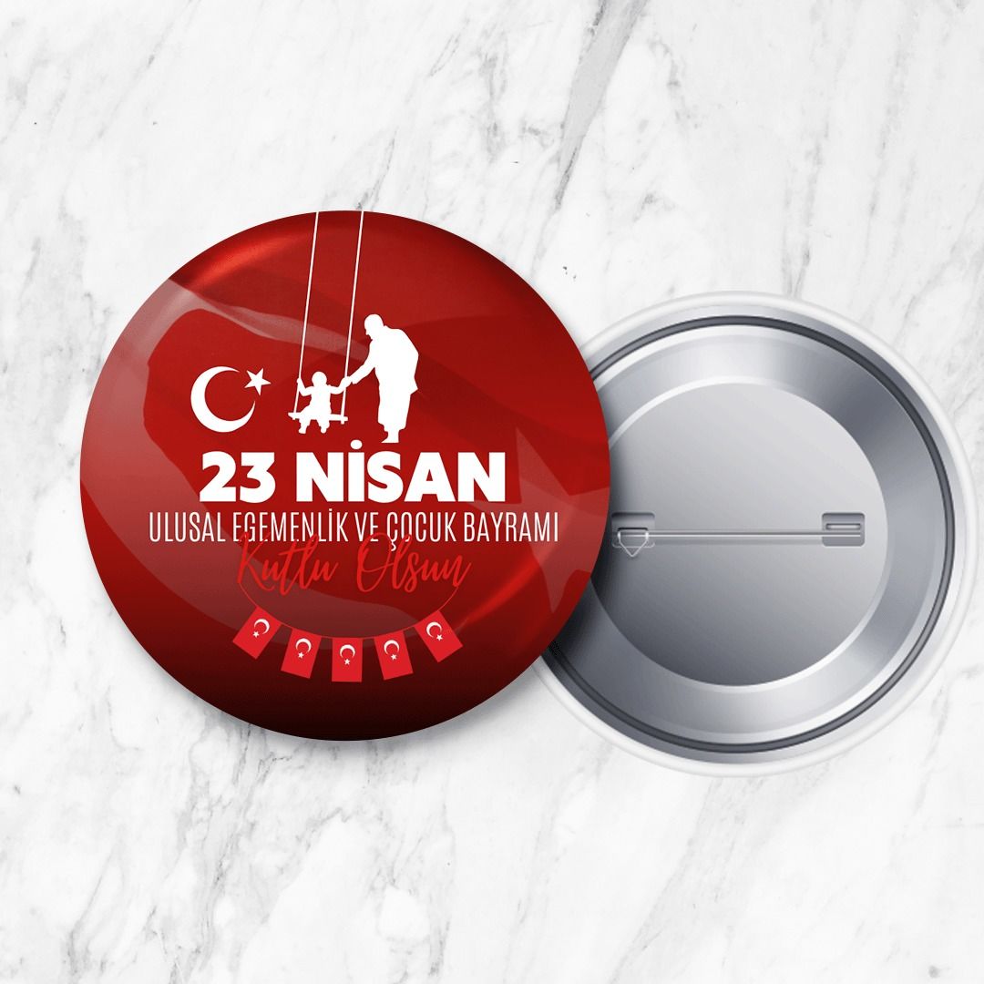 23 Nisan Ulusal Egemenlik ve Çocuk Bayramı Rozeti 58 mm Büyük Boy (Model No: 02)