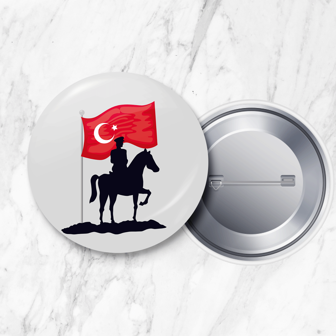 Atatürk İğneli Yaka Rozeti 58 mm Büyük Boy (Model No: 03)