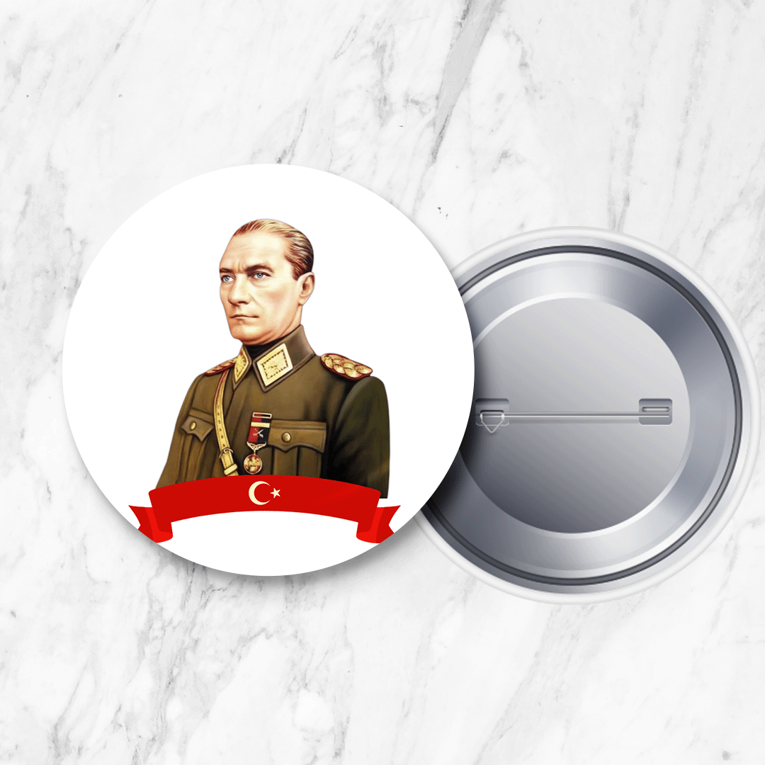 Atatürk İğneli Yaka Rozeti 58 mm Büyük Boy (Model No: 04)