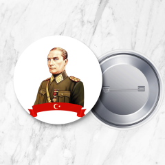 Atatürk İğneli Yaka Rozeti 58 mm Büyük Boy (Model No: 04)