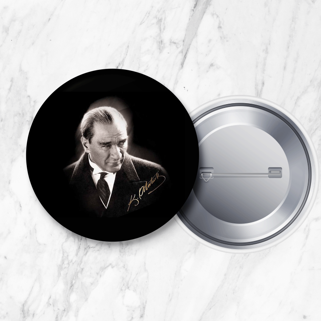 Atatürk İğneli Yaka Rozeti 58 mm Büyük Boy (Model No: 07)