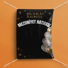 Okula/Sınıfa Özel Özel Mezuniyet Hatırası Fotoğraf Çekim Arka Fon Branda Afiş (Model No: 03)