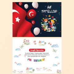 Çift Taraf Baskılı Türk Bayraklı Karne Kılıfı (Model No: 02)