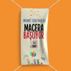 Öğretmene Özel Macera Başlıyor Okulda İlk Gün Branda Arka Fon (Model No: 01)