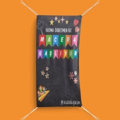 Öğretmene Özel Macera Başlıyor Okulda İlk Gün Branda Arka Fon (Model No: 04)