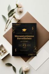 50 Adet Lüks Çerçeve Detaylı Mezuniyet Davetiyesi (Model No: 05)