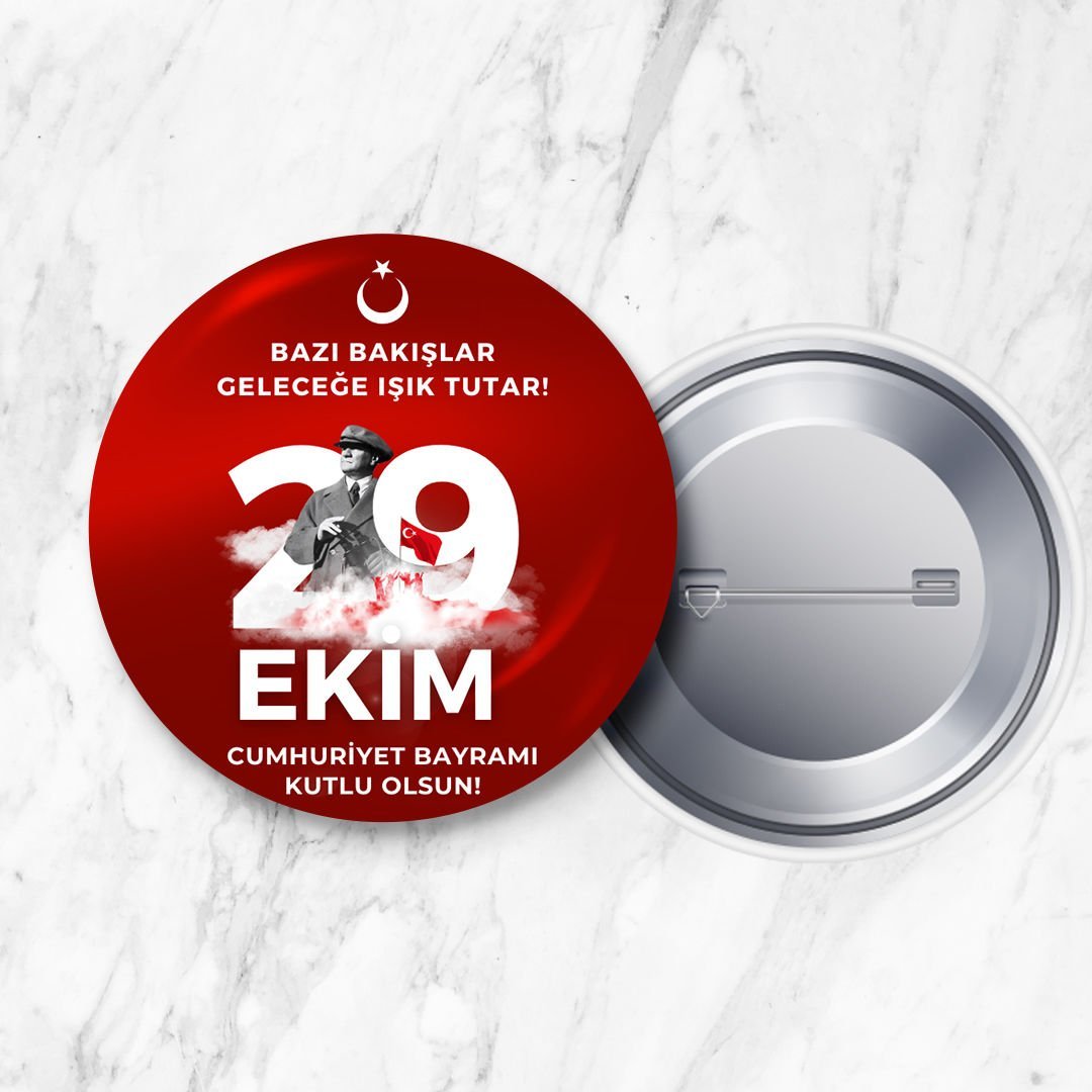 29 Ekim Cumhuriyet Bayramı İğneli Yaka Rozeti 58 mm (Model No: 02)