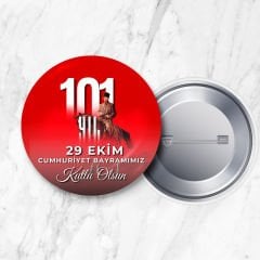 29 Ekim Cumhuriyet Bayramı 101. Yıl Özel İğneli Yaka Rozeti 58 mm (Model No: 05)
