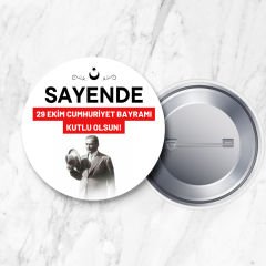 29 Ekim Cumhuriyet Bayramı Sayende İğneli Yaka Rozeti 58 mm (Model No: 09)