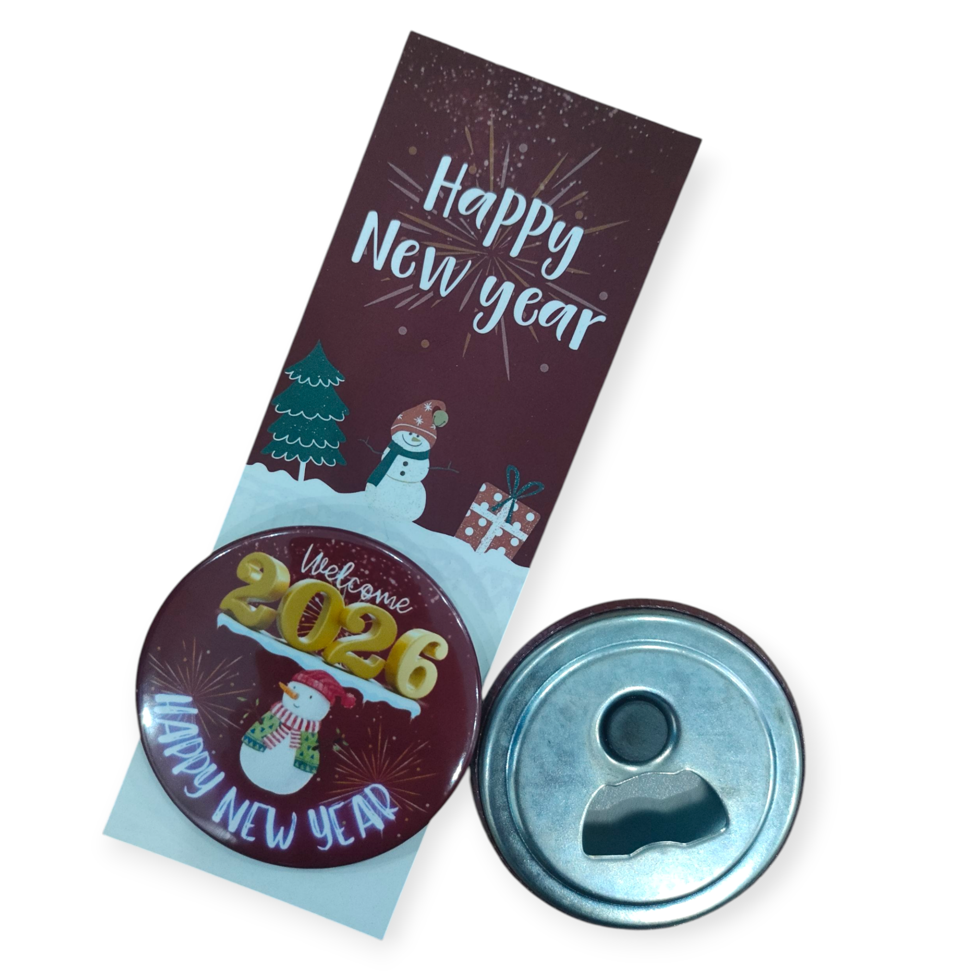 2026 Happy New Year Kardan Adam Detaylı Yeni Yıl Hediyesi Açacaklı Buzdolabı Magneti Ve Kitap Ayracı 05