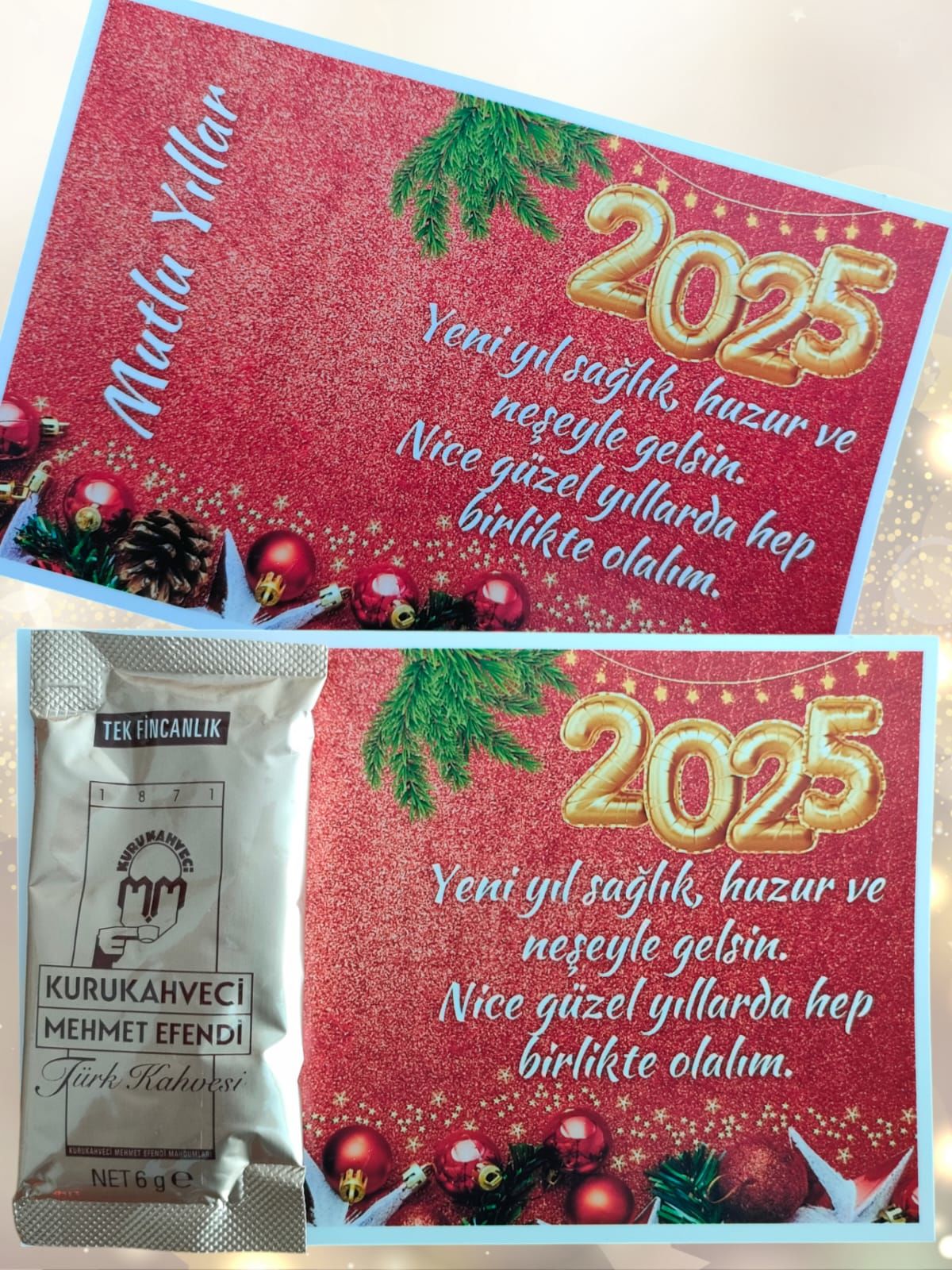2025 Yeni Yıl Kahveli Hediye Kartı (Model No: 01)