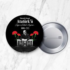 Karanfil ve Anıtkabir Detaylı 10 Kasım Atatürk'ü Anma İğneli Yaka Rozeti 58 mm