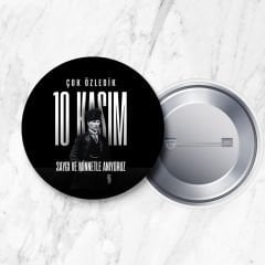 Çok Özledik Detaylı 10 Kasım Atatürk'ü Anma İğneli Yaka Rozeti 58 mm