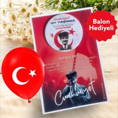Balon İlaveli Kartlı 29 Ekim Cumhuriyet Bayramı İğneli Yaka Rozeti 58 mm (Model No: 01)