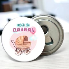 Hoş Geldin Bebek 58 mm Buzdolabına Yapışabilen Açacaklı Metal Magnet (Model 02)