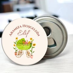 Hoş Geldin Bebek 58 mm Buzdolabına Yapışabilen Açacaklı Metal Magnet (Model 03)