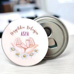 Hoş Geldin Bebek 58 mm Buzdolabına Yapışabilen Açacaklı Metal Magnet (Model 04)
