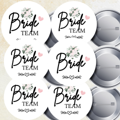6 Adet Bride ve Team Bride Nedime İğneli Yaka Rozeti Takımı 58 mm (Model No: 01)