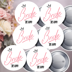 6 Adet Bride ve Team Bride Nedime İğneli Yaka Rozeti Takımı 58 mm (Model No: 04)
