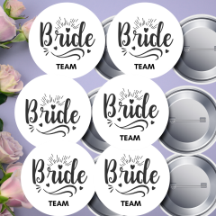 6 Adet Bride ve Team Bride Nedime İğneli Yaka Rozeti Takımı 58 mm (Model No: 05)